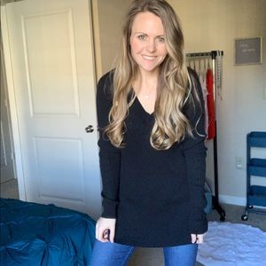 Black, Ribbed Tunic Sweater